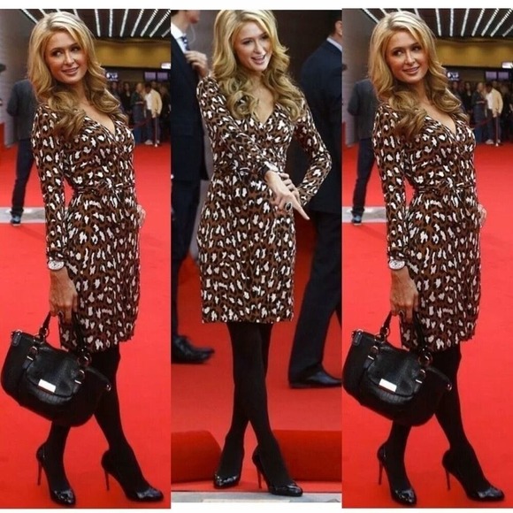 Diane Von Furstenberg Dresses & Skirts - DVF Diane Von Furstenberg NEW JEANNE TWO Wrap Dress SPOTTED CAT HAZELNUT